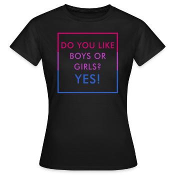 Funny Bi Colors Bisexual Pride Answer - Women's T-Shirt - black - Front - AI Model Female 172 dark (172cm)