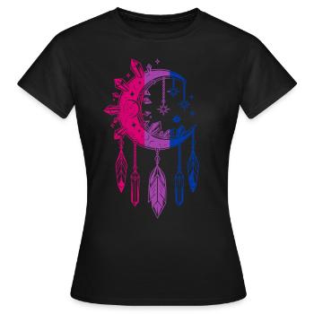 Bisexuell Mond & Kristalle Bi-Pride Traumfänger - Frauen T-Shirt - Schwarz - Vorne - AI Model Female 172 dark (172cm)