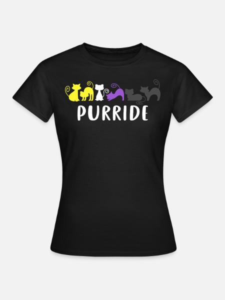 Purride Katzen Nonbinary Pride Farben Enby LGBTQ+ - Frauen T-Shirt - Schwarz