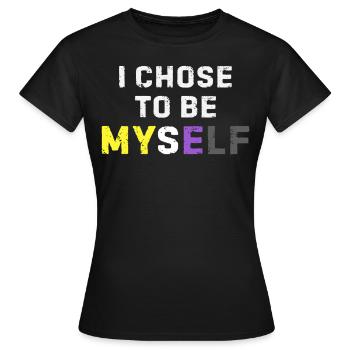 Nonbinary Pride Farben LGBTQ Enby Selbstwert - Frauen T-Shirt - Schwarz - Vorne - AI Model Female 172 dark (172cm)