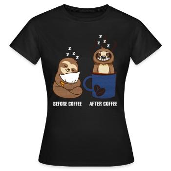 Lustiges Wortspiel Faultier Geschenk Damen Kaffee - Frauen T-Shirt - Schwarz - Vorne - AI Model Female 172 dark (172cm)