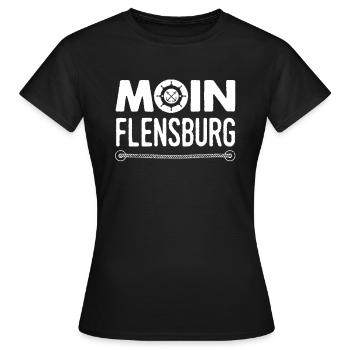 Flensburger Flensburg Moin Flensburg Anker - Frauen T-Shirt - Schwarz - Vorne - AI Model Female 172 dark (172cm)