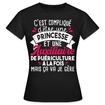 Auxiliaire Puériculture Puéricultrice Métier Noël - T-shirt Femme - noir - Devant - AI Model Female 172 dark (172cm)