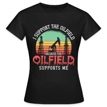Travailleurs des champs pétrolifères Je soutiens Oilfield Plant Retro - T-shirt Femme - noir - Devant - AI Model Female 172 dark (172cm)