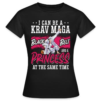 Krav Maga Je peux être un combattant de princesse de combat rapproché - T-shirt Femme - noir - Devant - AI Model Female 172 dark (172cm)
