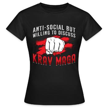 Krav Maga Anti-Social Mais Arts Martiaux MMA Fighter - T-shirt Femme - noir - Devant - AI Model Female 172 dark (172cm)