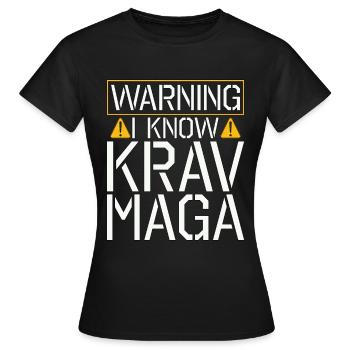 Krav Maga Avertissement Je Sais Contact Combat MMA Fighter - T-shirt Femme - noir - Devant - AI Model Female 172 dark (172cm)