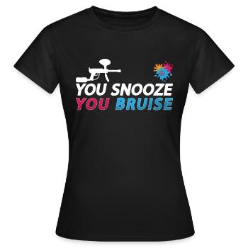 Paintball You Snooze You Splatter Paintball Player - T-shirt Femme - noir - Devant - AI Model Female 172 dark (172cm)
