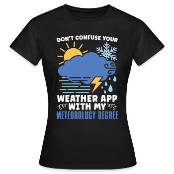 Météorologie Ne confondez pas vos prévisions météorologiques - T-shirt Femme - noir - Devant - AI Model Female 172 dark (172cm)