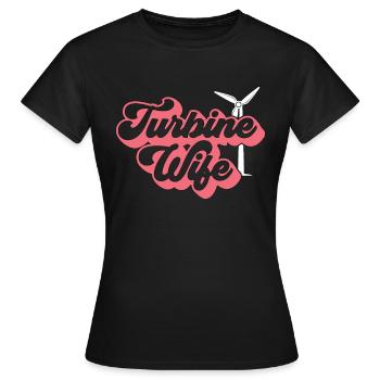Wind Turbine Tech Turbine Wife Loves Green Energy - Women's T-Shirt - black - Front - AI Model Female 172 dark (172cm)