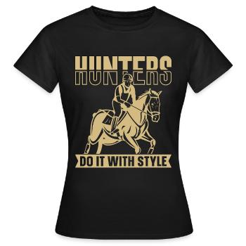 Les chasseurs de saut d’obstacles le font avec un cavalier de saut d’obstacles équin - T-shirt Femme - noir - Devant - AI Model Female 172 dark (172cm)
