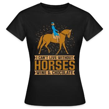 Saut d'obstacles Je ne peux pas vivre sans équitation - T-shirt Femme - noir - Devant - AI Model Female 172 dark (172cm)