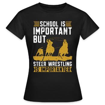 Steer Wrestling School est important Calf Roping - T-shirt Femme - noir - Devant - AI Model Female 172 dark (172cm)