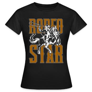Steer Wrestling Rodeo Star Horses Steer Wrestling - T-shirt Femme - noir - Devant - AI Model Female 172 dark (172cm)
