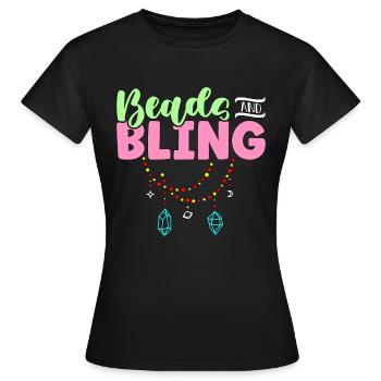 Perles de perles et perles de perles Bling Perle de bijoux - T-shirt Femme - noir - Devant - AI Model Female 172 dark (172cm)