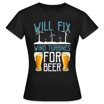 Wind Turbine Tech Will Fix Wind Turbines Windmill - Women's T-Shirt - black - Front - AI Model Female 172 dark (172cm)