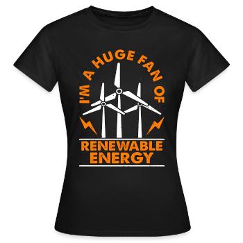 Technologie des éoliennes Je suis un grand fan de l’énergie renouvelable - T-shirt Femme - noir - Devant - AI Model Female 172 dark (172cm)