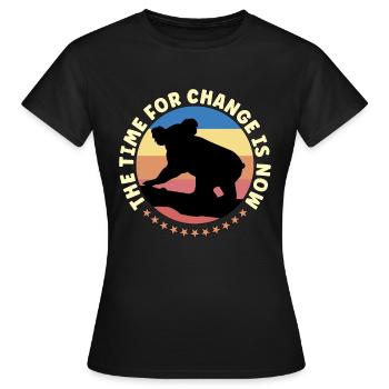 Global Warming The Time For Change Retro Activism - Frauen T-Shirt - Schwarz - Vorne - AI Model Female 172 dark (172cm)