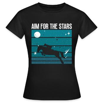 Saut d’obstacles Visez pour les étoiles Chevaux Saut d’obstacles - T-shirt Femme - noir - Devant - AI Model Female 172 dark (172cm)