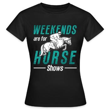 Les week-ends de saut d’obstacles sont pour les chevaux Saut d’obstacles - T-shirt Femme - noir - Devant - AI Model Female 172 dark (172cm)