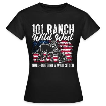 Steer Wrestling 101 Ranch Wild West Barrel Racing - T-shirt Femme - noir - Devant - AI Model Female 172 dark (172cm)