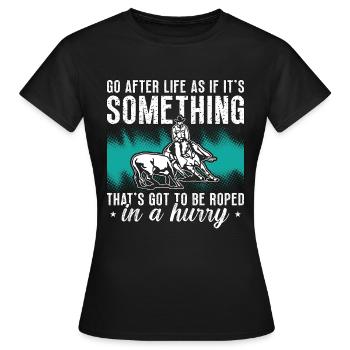 Cutting Horse Go After Life As If Rodeo Horseman - Women's T-Shirt - black - Front - AI Model Female 172 dark (172cm)