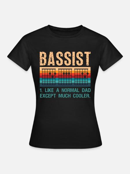Bassiste de guitare basse comme un papa normal guitare rétro - T-shirt Femme - noir