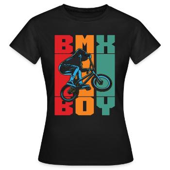 BMX Racing BMX Boy Retro Loves Bicyclette Cyclist - Frauen T-Shirt - Schwarz - Vorne - AI Model Female 172 dark (172cm)