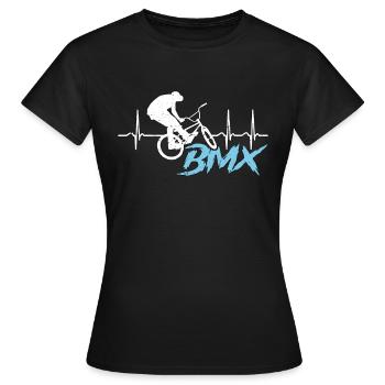 BMX Racing BMX Heartbeat Loves Bicyclette Cyclist - Frauen T-Shirt - Schwarz - Vorne - AI Model Female 172 dark (172cm)