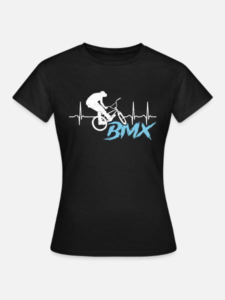 BMX Racing BMX Heartbeat Loves Bicyclette Cyclist - Frauen T-Shirt - Schwarz