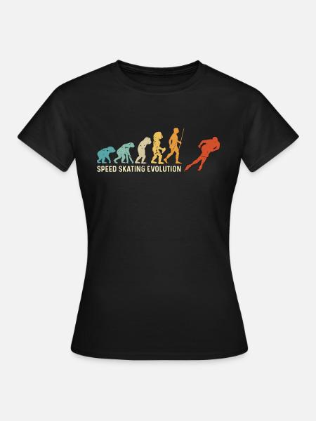Łyżwiarstwo szybkie Evolution Retro Short Track Skaters - Koszulka damska - czarny