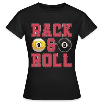 Cue Sports Rack & Roll Billiard Ball Pool Player - Frauen T-Shirt - Schwarz - Vorne - AI Model Female 172 dark (172cm)