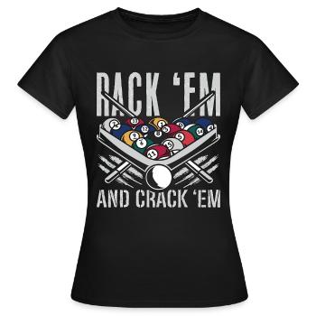 Cue Sports Rack 'Em And Crack Snooker Pool Player - Frauen T-Shirt - Schwarz - Vorne - AI Model Female 172 dark (172cm)