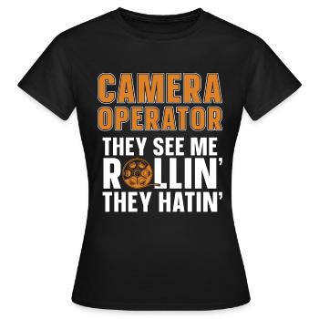 Caméraman Ils me voient rouler le caméraman - T-shirt Femme - noir - Devant - AI Model Female 172 dark (172cm)