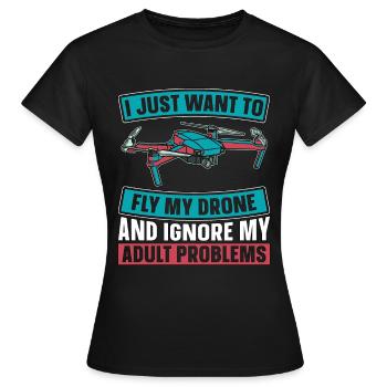Course de drones Je veux juste piloter ma machine de course - T-shirt Femme - noir - Devant - AI Model Female 172 dark (172cm)