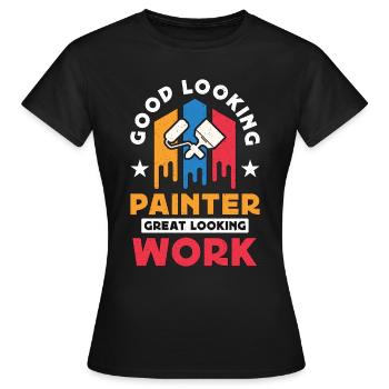 Painter Good Looking Painter Paint Brush Painting - Frauen T-Shirt - Schwarz - Vorne - AI Model Female 172 dark (172cm)
