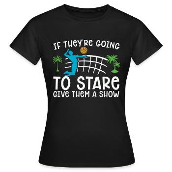 Volleyball de plage s’ils vont au beachball - T-shirt Femme - noir - Devant - AI Model Female 172 dark (172cm)