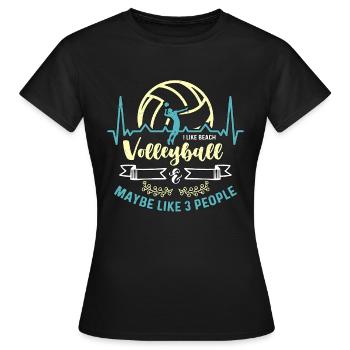 J’aime le volleyball de plage et le volleyeur de beachball - T-shirt Femme - noir - Devant - AI Model Female 172 dark (172cm)