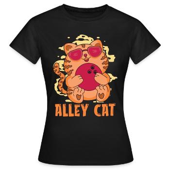 Bowling Alley Cat Loves Bowling Game Ninepins - T-shirt Femme - noir - Devant - AI Model Female 172 dark (172cm)