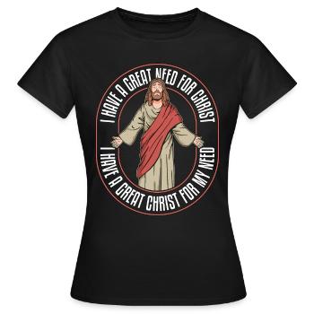 Théologie J’ai un grand besoin de théologien du Christ - T-shirt Femme - noir - Devant - AI Model Female 172 dark (172cm)