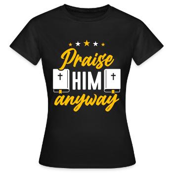 La théologie le loue quand même Théologien religieux - T-shirt Femme - noir - Devant - AI Model Female 172 dark (172cm)