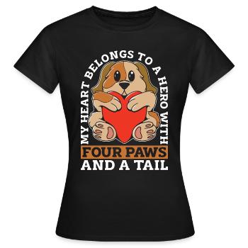 Dresseur de chiens d’assistance Mon cœur appartient au propriétaire de chien - T-shirt Femme - noir - Devant - AI Model Female 172 dark (172cm)