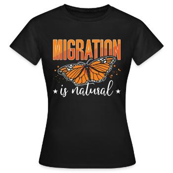 Milkweed Migration Is Natural Monarchs Entomology - Frauen T-Shirt - Schwarz - Vorne - AI Model Female 172 dark (172cm)