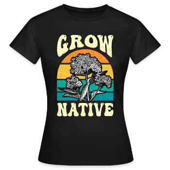 Asclépiade Grow Native Retro Monarchs Entomologistes - T-shirt Femme - noir - Devant - AI Model Female 172 dark (172cm)