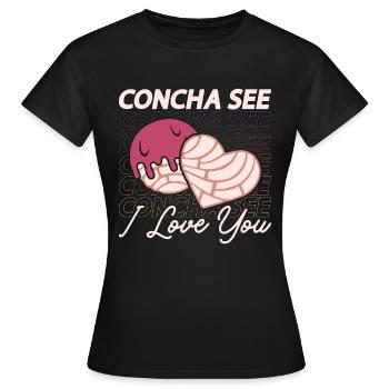 Concha See I Love You Conchas mexicaines de pain sucré - T-shirt Femme - noir - Devant - AI Model Female 172 dark (172cm)