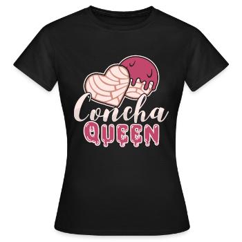 La reine Concha aime le pain sucré aux coquilles Dulce Conchas - T-shirt Femme - noir - Devant - AI Model Female 172 dark (172cm)