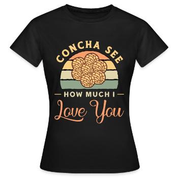 Concha Voir combien je t’aime Pain sucré mexicain - T-shirt Femme - noir - Devant - AI Model Female 172 dark (172cm)