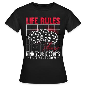Biscuits et sauce Règles de vie s’il vous plaît amateur de sauce - T-shirt Femme - noir - Devant - AI Model Female 172 dark (172cm)