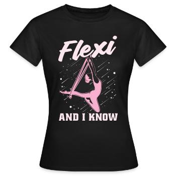 Acrobate Flexi Et Je sais qu’Il Aime Les Sports Aériens - T-shirt Femme - noir - Devant - AI Model Female 172 dark (172cm)