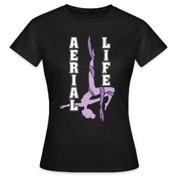 La vie aérienne aime les acrobates aériens en soie - T-shirt Femme - noir - Devant - AI Model Female 172 dark (172cm)